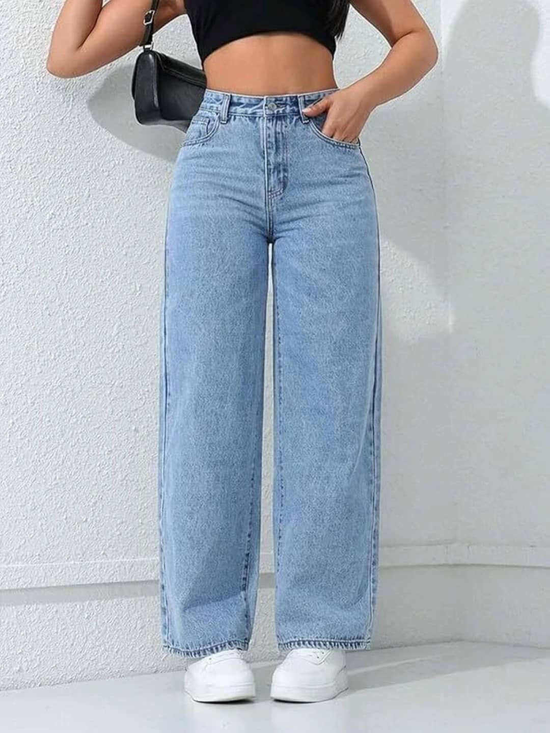 Gazal Fashions Women's Baggy High-Rise Jeans ( Ice Blue ) - Jeans | Buy online on ZillyBuy