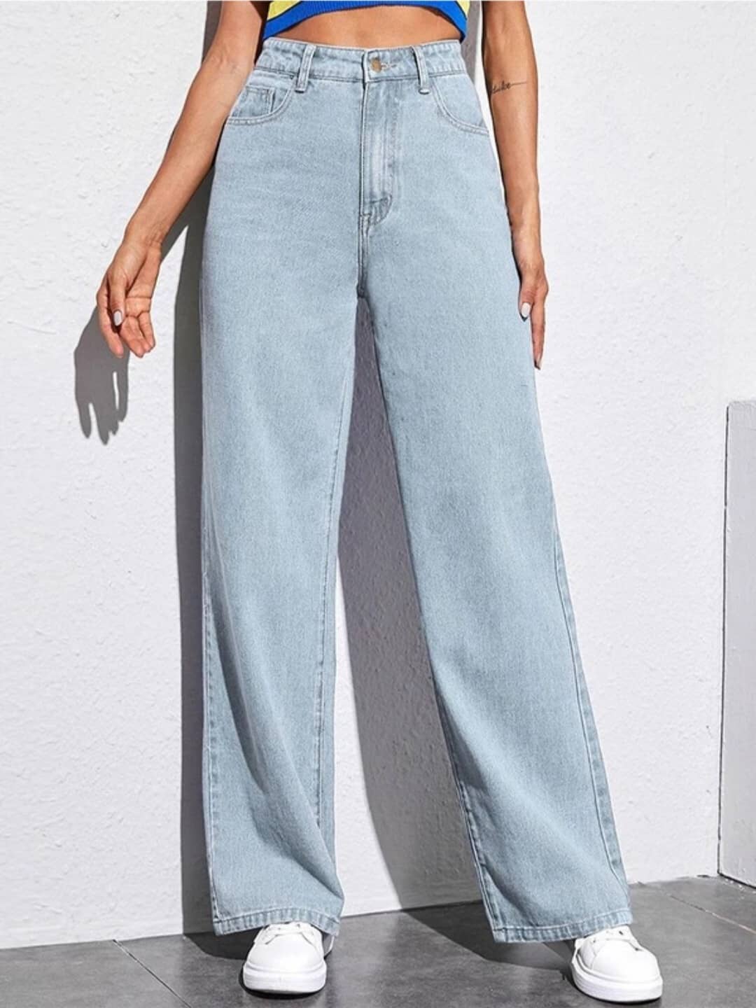 Gazal Fashions Women's Straight Fit High-Rise Jeans ( Ice Blue ) - Jeans | Buy online on ZillyBuy