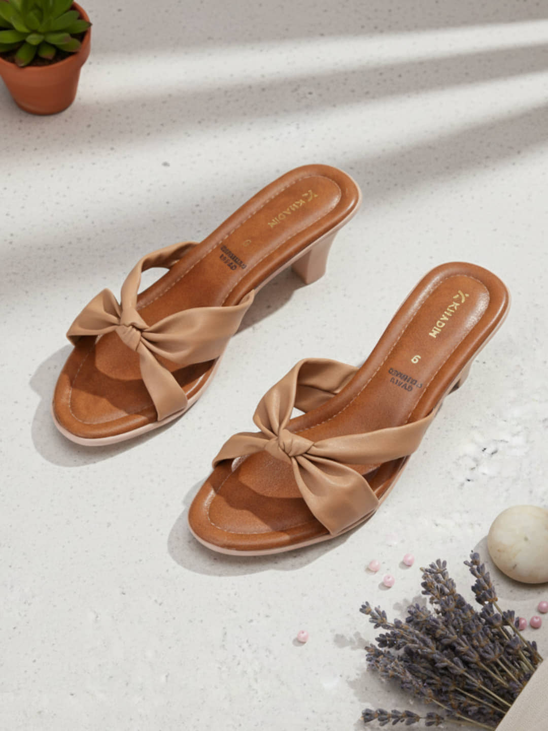 KHADIM Beige Women's Slip On Heels - Heels | Buy online on ZillyBuy