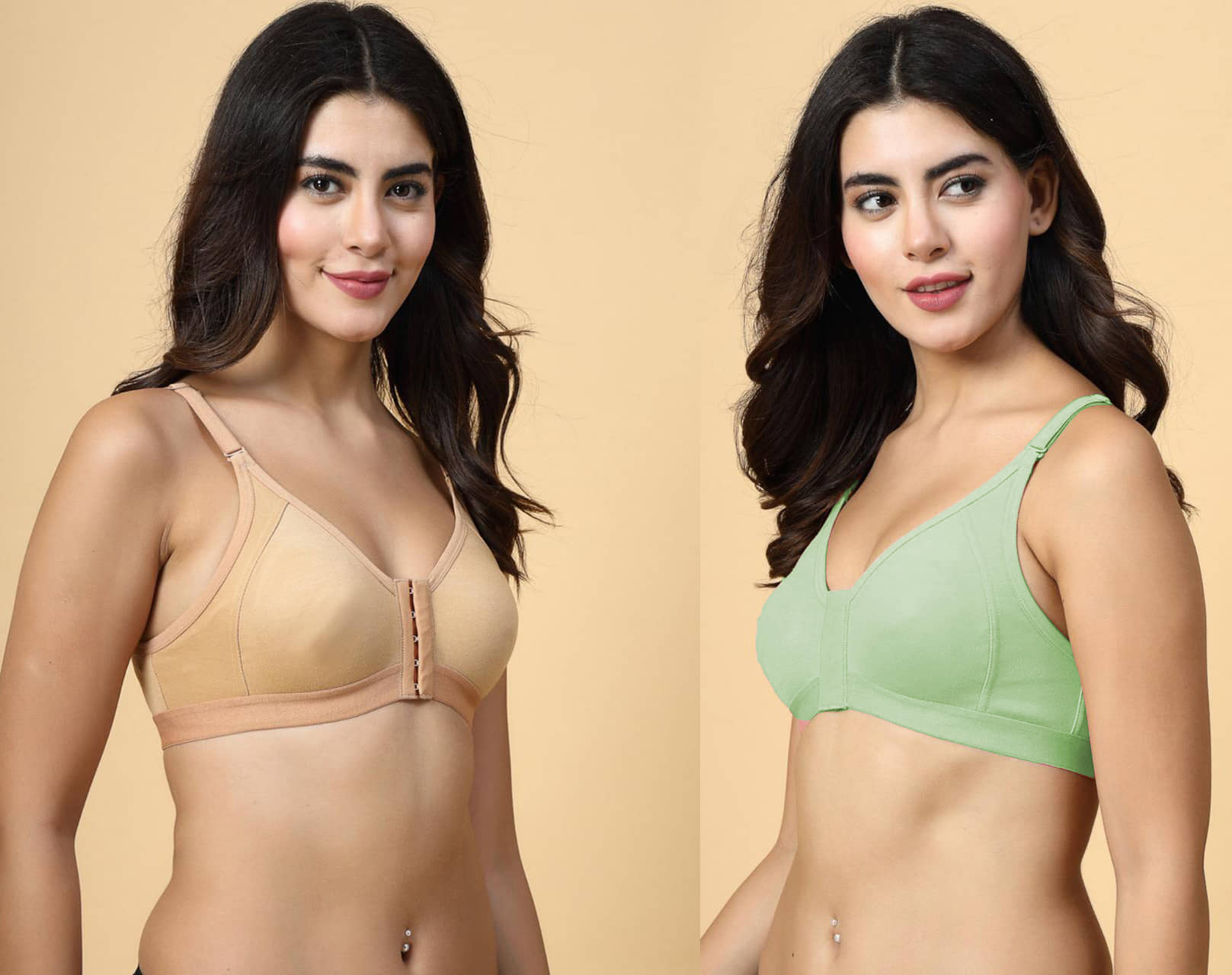 Ladyland Pack of 2 Cotton Blend Non Padded Everyday Bra For Women ( Multicolor )