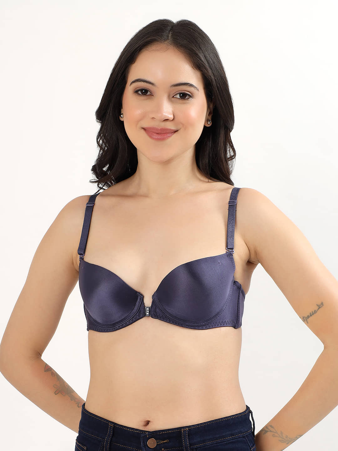 PARKHA Pack of 1 Nylon Heavily Padded Push Up Bra For Women ( Blue )
