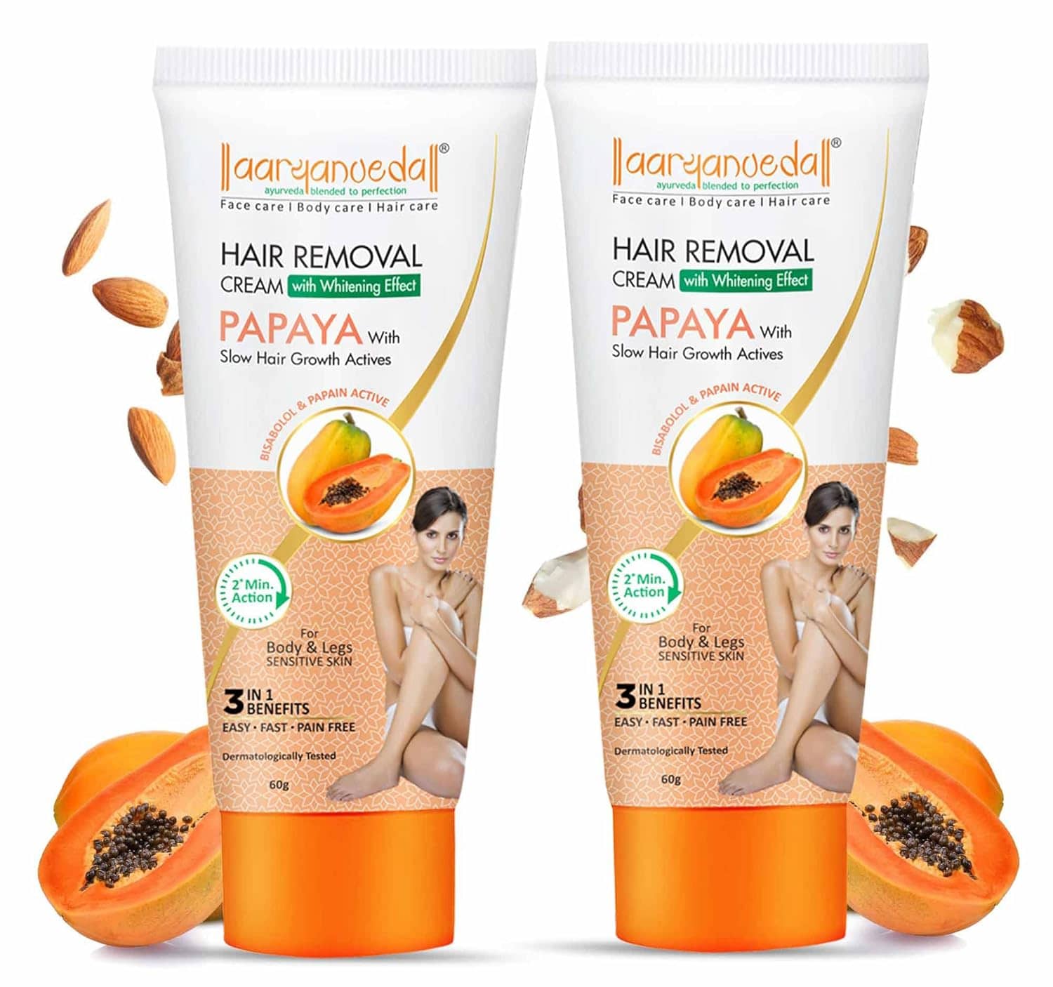Aaryanveda Paraben Free Hair Removal Hair Removal Creams for Women 120 ( Pack of 2 )
