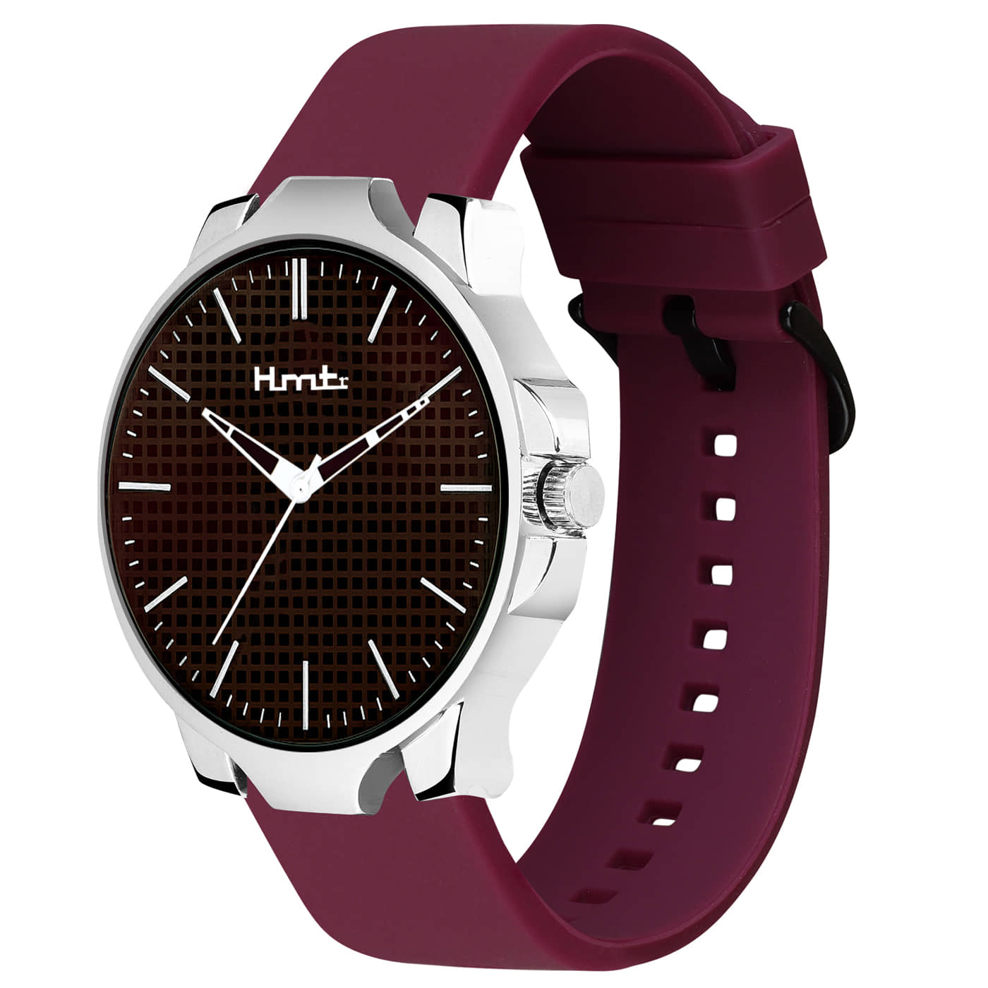 HMTr Maroon Silicon Analog Men's Watch