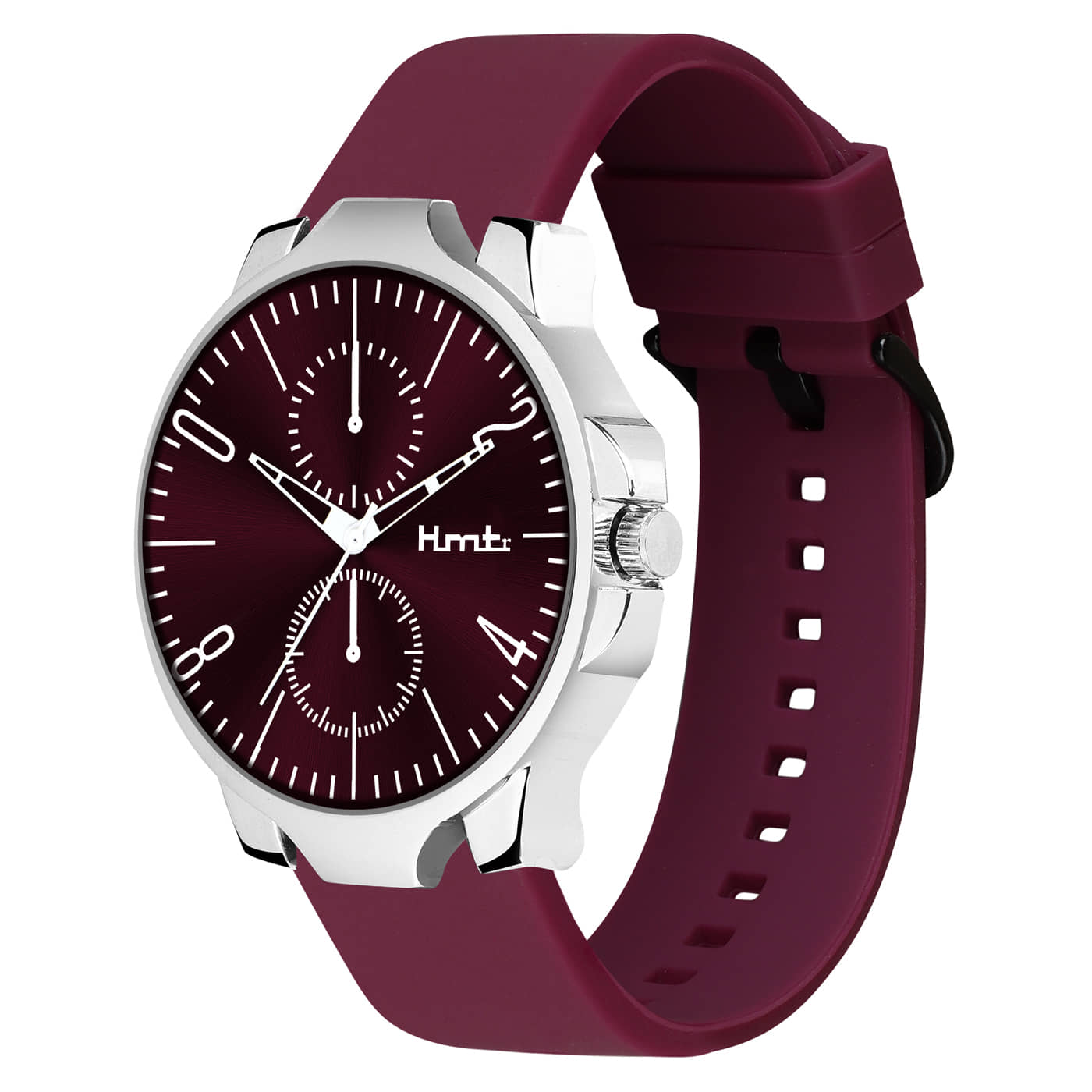 HMTr Maroon Silicon Analog Men's Watch
