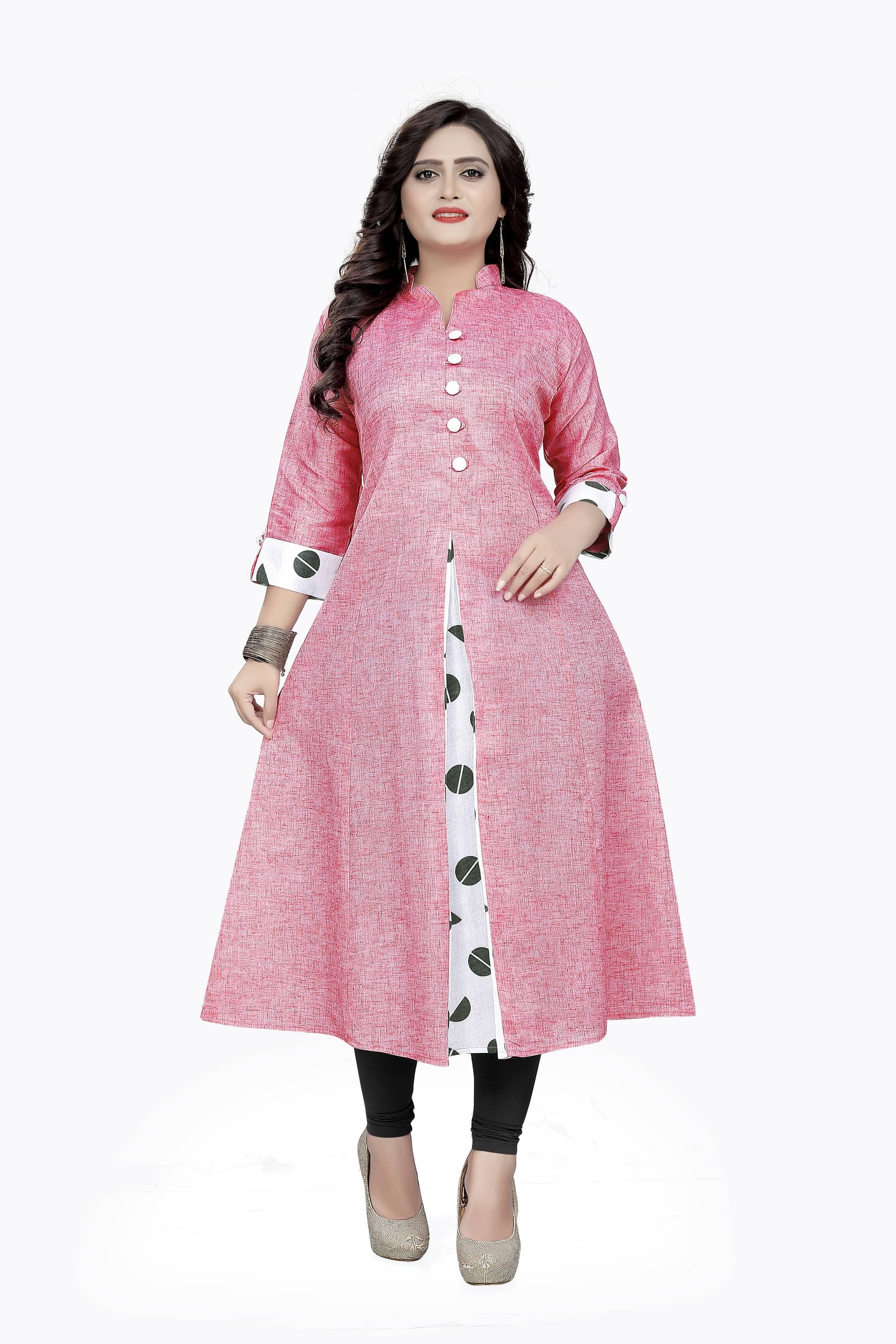 Hetsa Women Cotton Printed Anarkali Kurti ( Pink ) - Kurtis, Tunics | Buy online on ZillyBuy