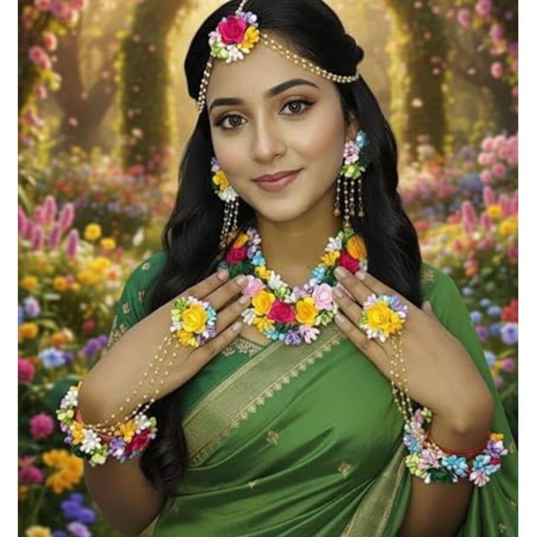 KOOGLY Home Handmade Jewellery set for Haldi, Mehndi, Godbharai Set For Women/Girls. Floral Jewellery Set, Jewellery Gift - Jewellery Sets | Buy online on ZillyBuy
