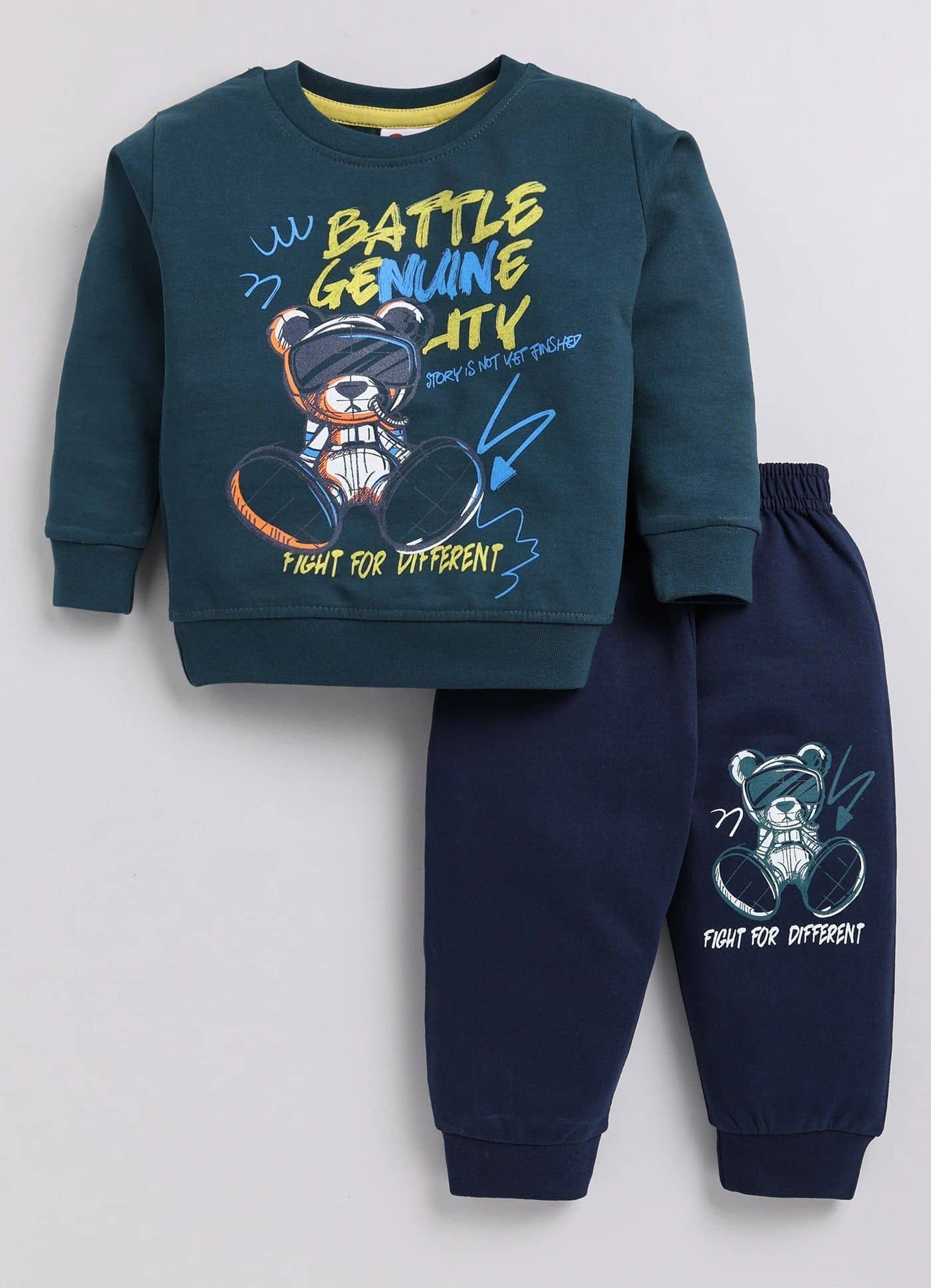 Mars Infiniti Pack of 1 Unisex Cotton Blend Sweatshirt & Trackpant Set ( Green )