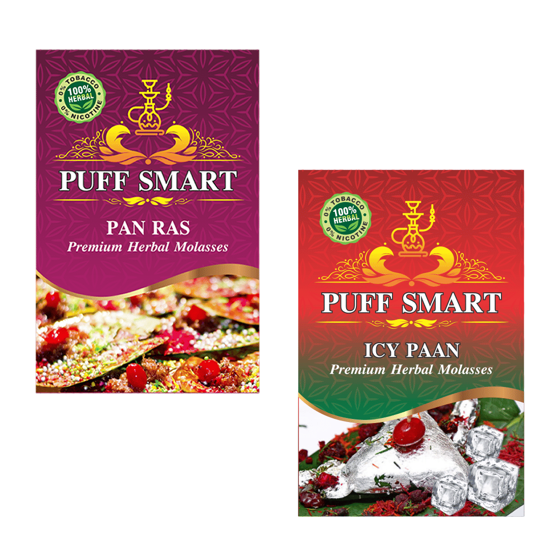 PUFF SMART Premium Herbal Pan Ras , Icy Paan 50G (Pack of 2) (100% Nicotine and Tobacco Free)