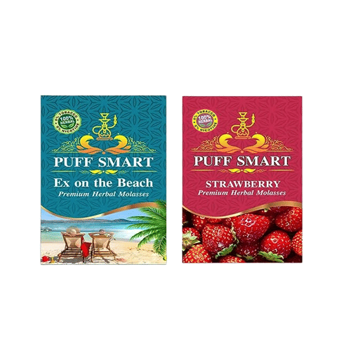 PUFFSMART hookah ex on the beach & strawberry. pack of 2 & 50gms each