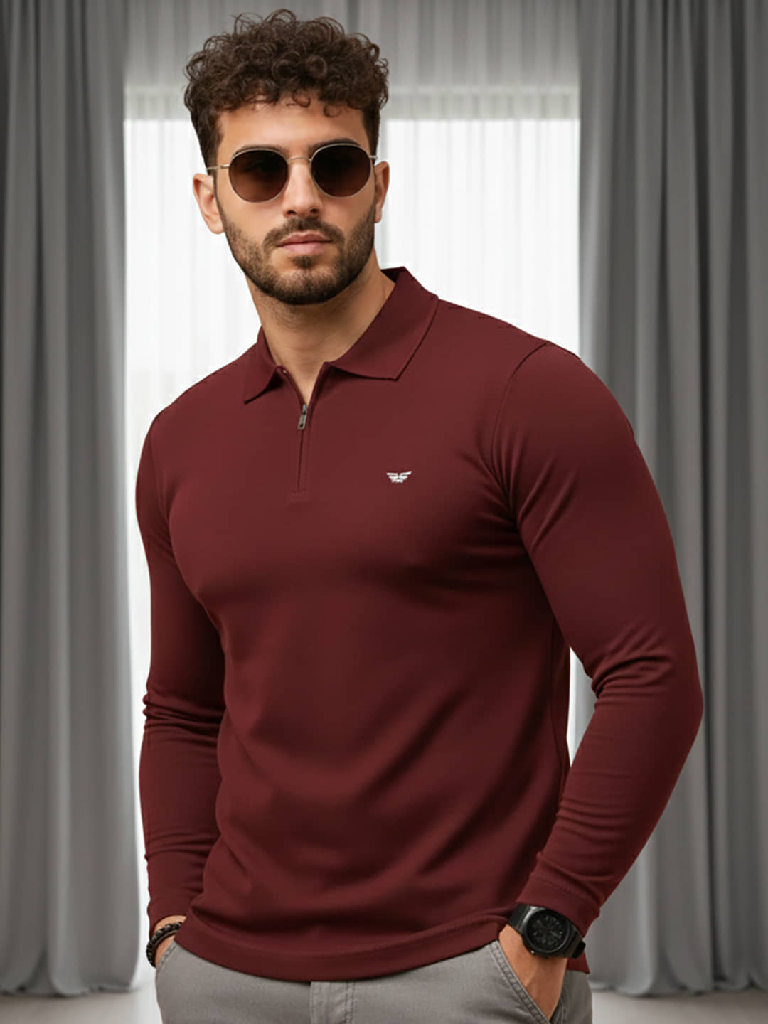 XYRIS Men Cotton Blend Regular Fit Solid Polo T Shirt ( Black )