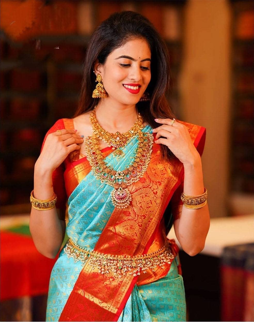 fab woven Art Silk Woven Banarasi saree With Unstitched Blouse Piece ( Teal ) - Sarees | Buy online on ZillyBuy