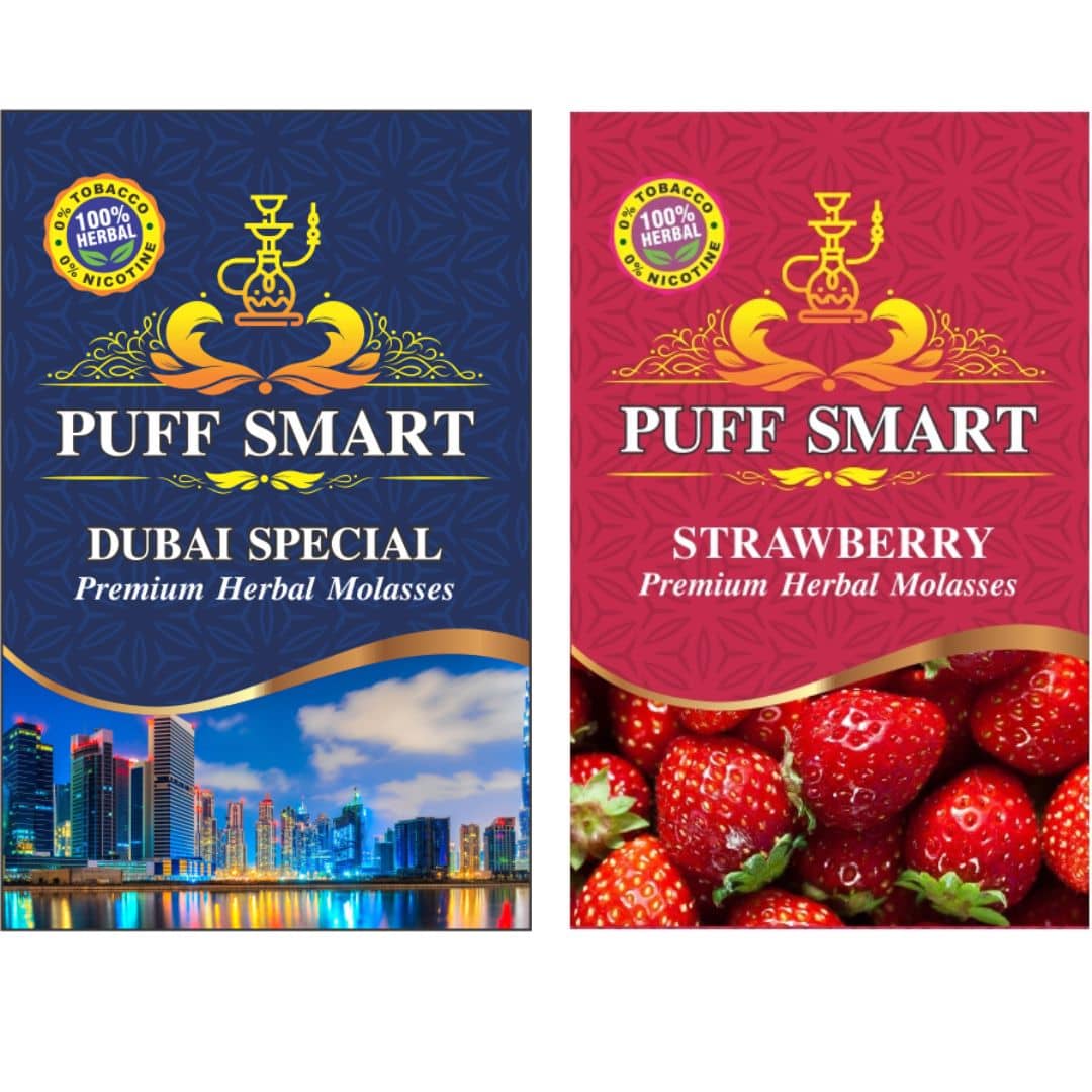 puffsmart hookah dubai special & strawberry. pack of 2 & 50gms each.