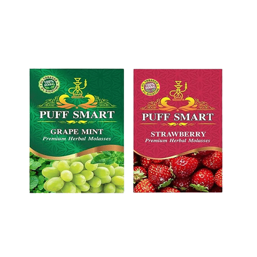 puffsmart hookah  grape mint & strawberry.pack of 2 & 50gms each.