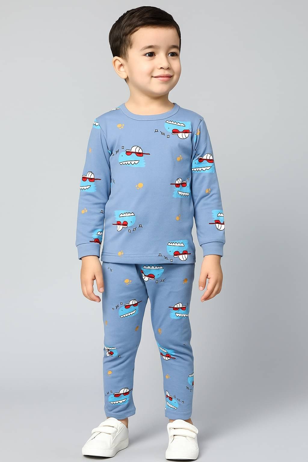     			Camey Pack of 1 Boys 100% Cotton Nightsuit Set ( Light Blue )