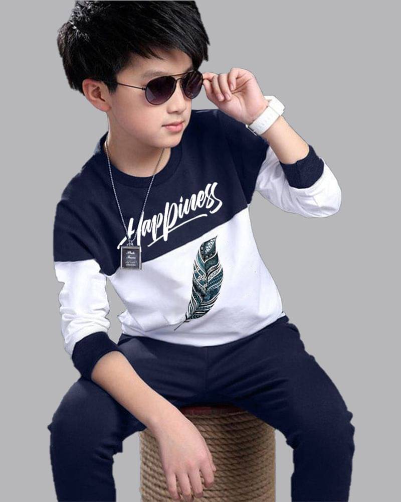 Fast Colors Cotton Blend Printed T-shirt With Trackpants Co-Ord Set For Boys ( Navy ) Fast Colors Cotton Blend Printed T-shirt With Trackpants Co-Ord Set For Boys ( Navy )