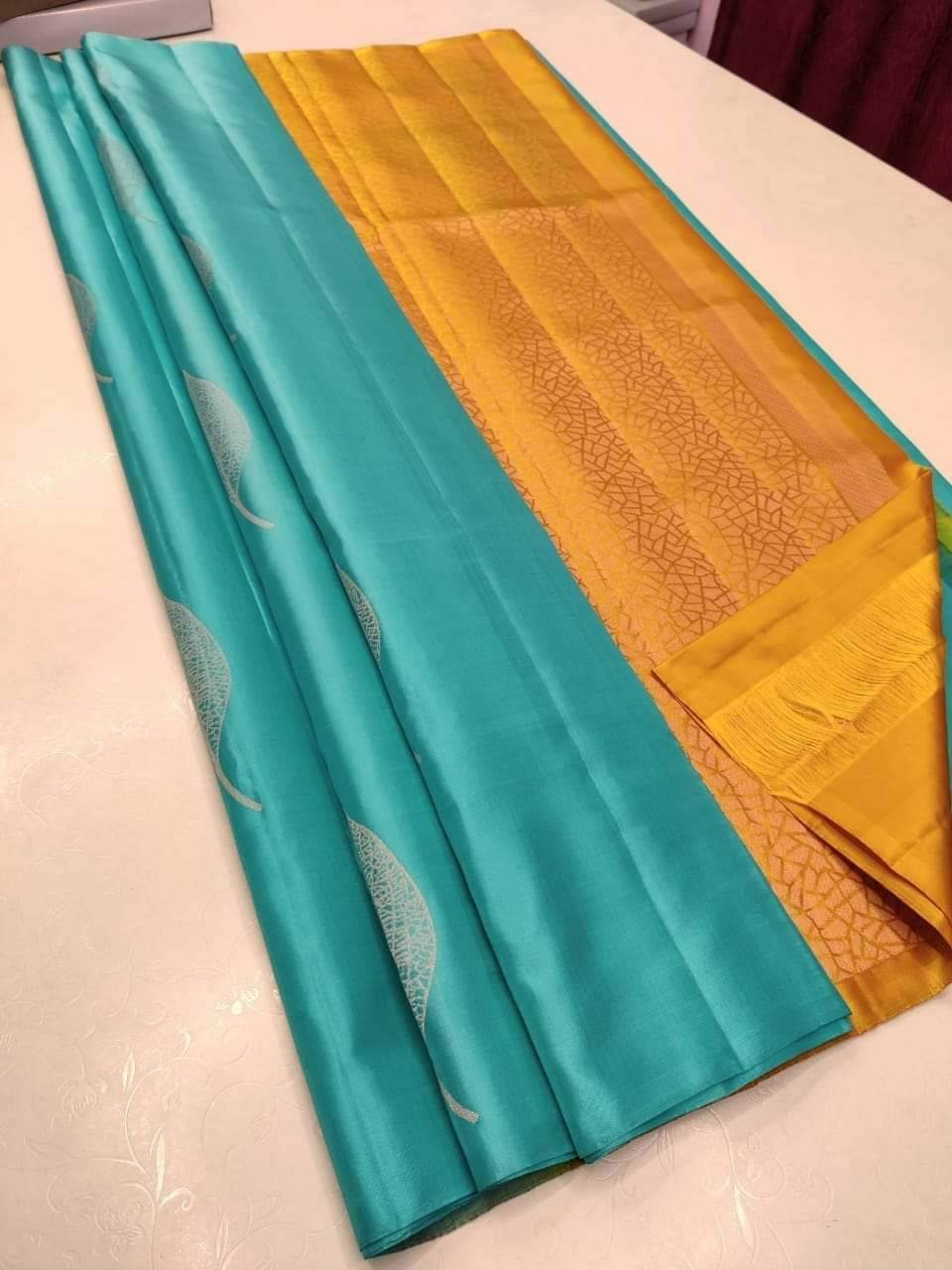     			LUXEWOVEN Art Silk Woven Design Banarasi saree With Unstitched Blouse Piece ( Aqua Blue )