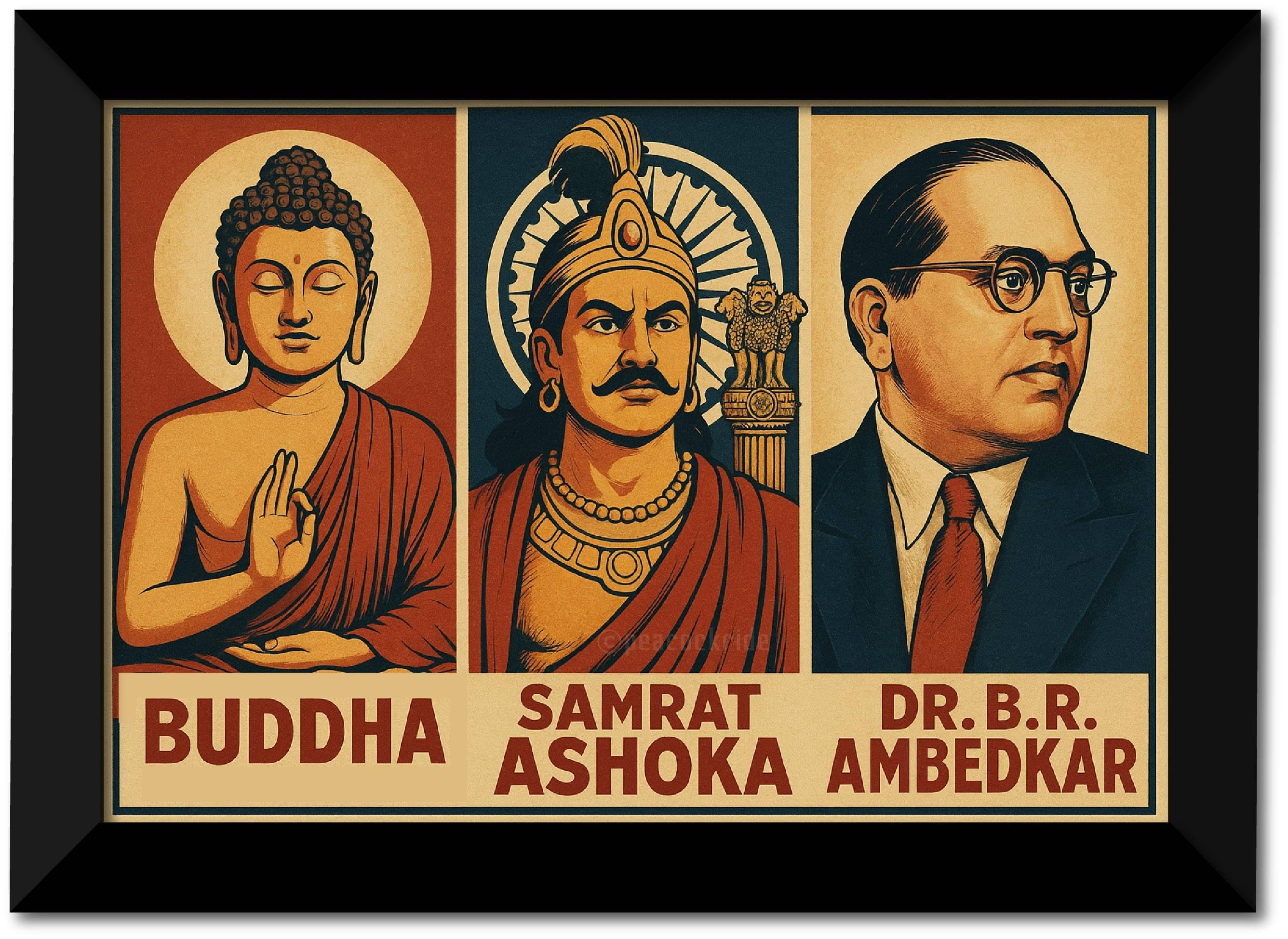 Lord Buddha Samrat Ashoka Ambedkar I Ambedkar I Ashoka I Buddha I Premium wooden Matte Poster Photo Frame (Multicolor ,10X13 Inches) Lord Buddha Samrat Ashoka Ambedkar I Ambedkar I Ashoka I Buddha I Premium wooden Matte Poster Photo Frame (Multicolor ,10X13 Inches)