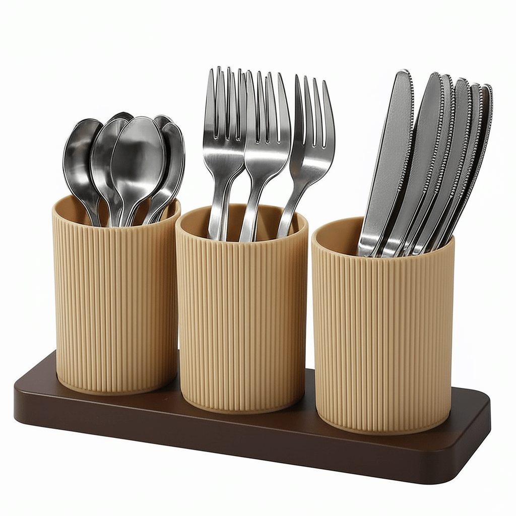     			MAGICSPOON Plastic Cutlery Holder Brown ( Pack of 1 )