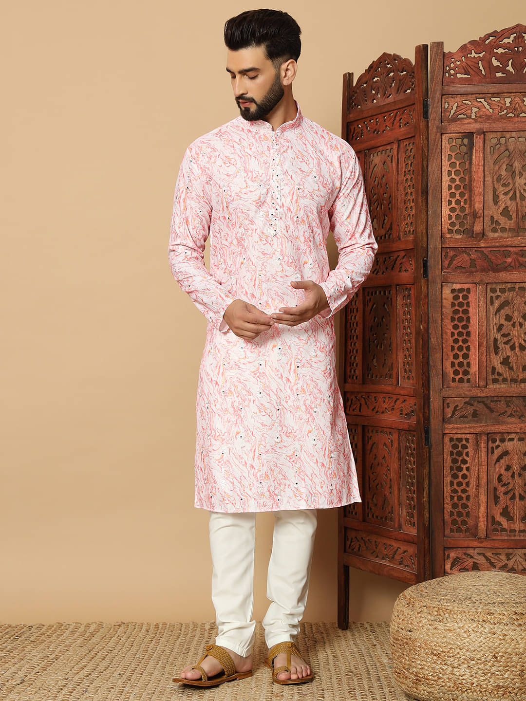 Men Vastra Fashion Pink Silk Regular Fit Men's Kurta Pyjama Set ( Pack of 1 ) Men Vastra Fashion Pink Silk Regular Fit Men's Kurta Pyjama Set ( Pack of 1 )