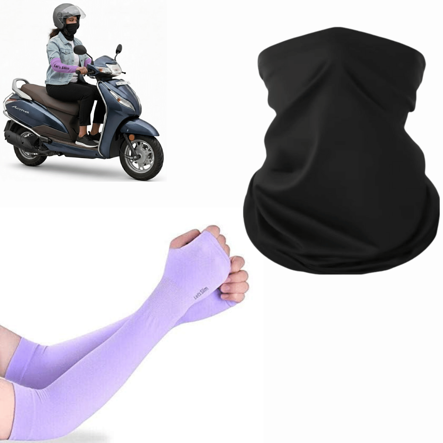     			Multifunctional Face Mask Bandanas Mask & Arm Sleeves Sun Protection Gloves for Men and Women Biking,Cricket,Cycling, Golf, Outdoor Sports Combo Pack