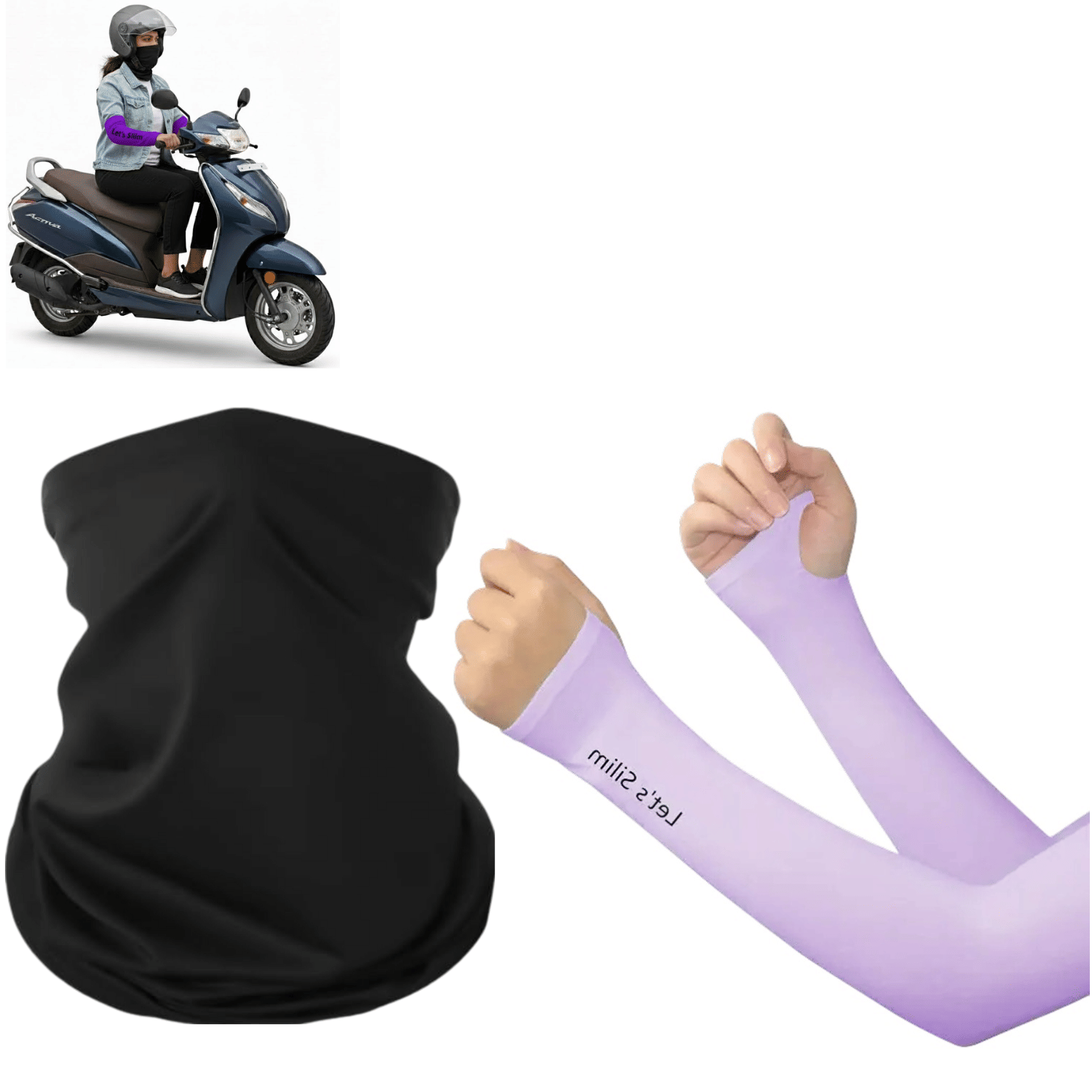     			Multifunctional Face Mask Bandanas Mask & Arm Sleeves Sun Protection Gloves for Men and Women Biking,Cricket,Cycling, Golf, Outdoor Sports Combo Pack