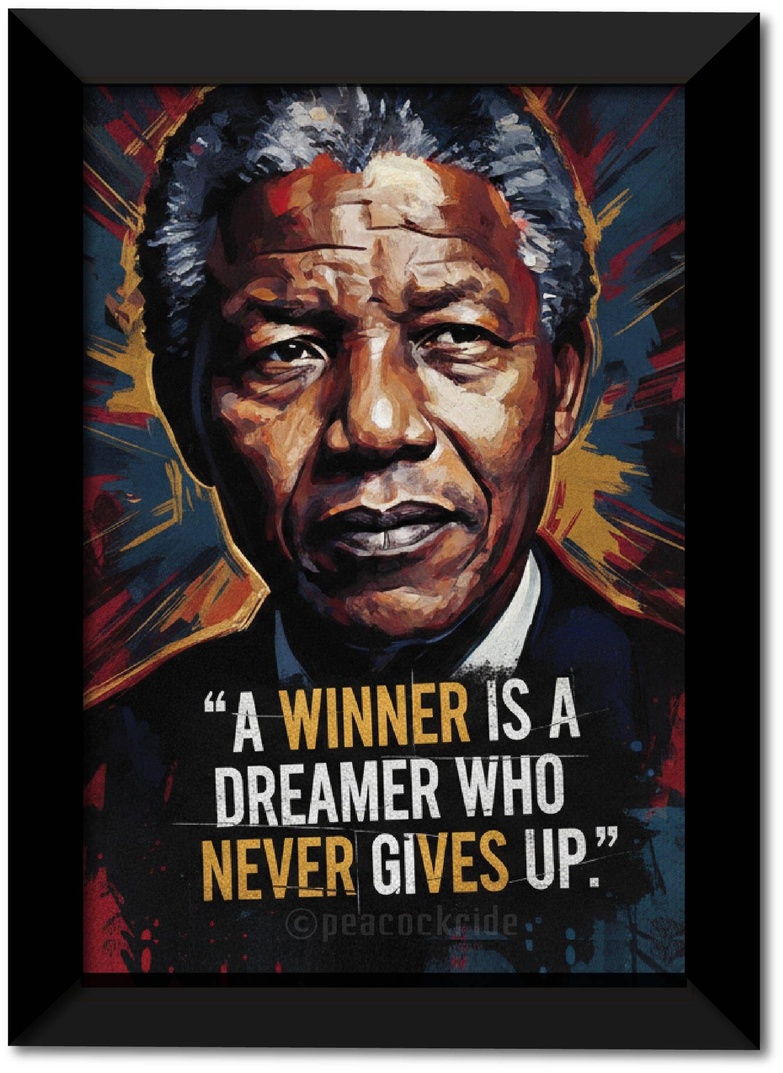 Nelson Mandela I A Winner is a Dreamer I Premium wooden Matte Poster Photo Frame (Multicolor ,10X13 Inches) Nelson Mandela I A Winner is a Dreamer I Premium wooden Matte Poster Photo Frame (Multicolor ,10X13 Inches)