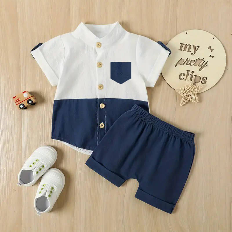     			PEELOO Pack of 1 Unisex Cotton Blend Shirt & Shorts Set ( White )