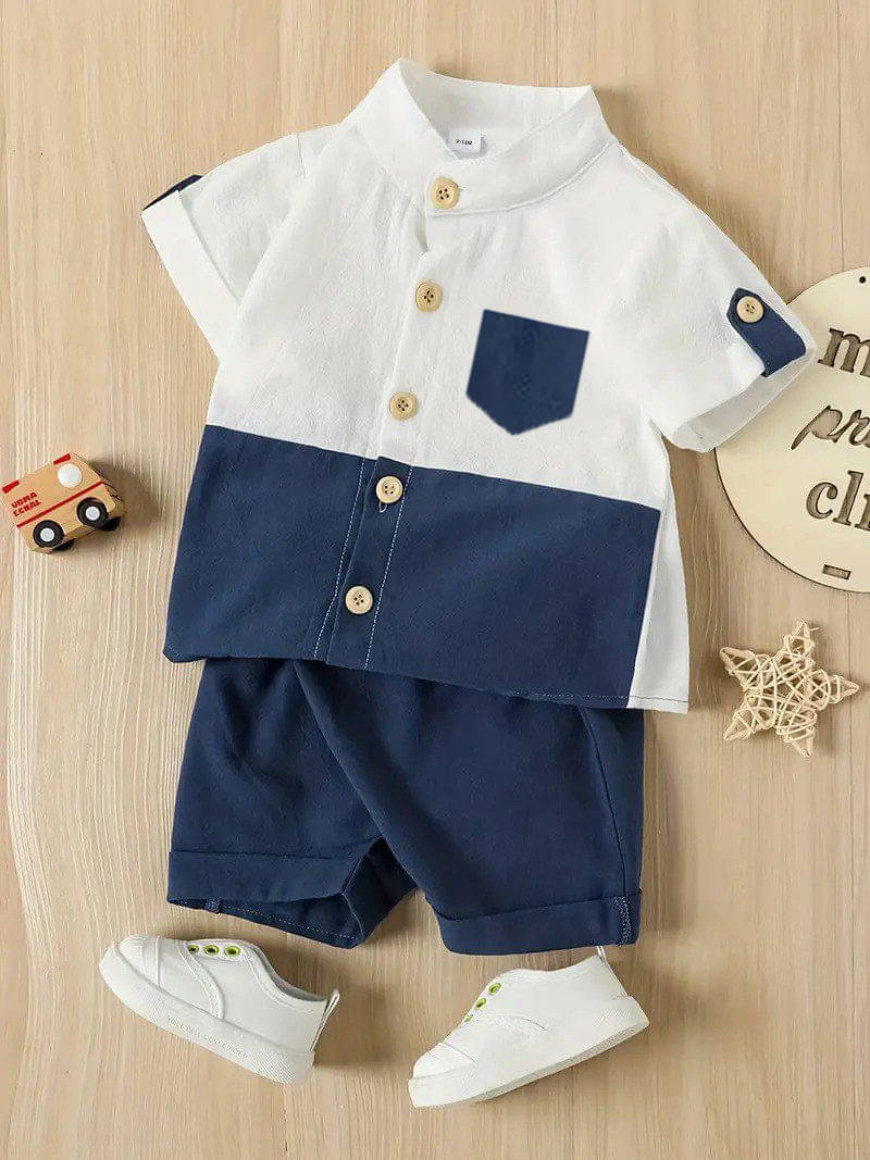     			PEELOO Pack of 1 Unisex Cotton Blend Shirt & Shorts Set ( White )