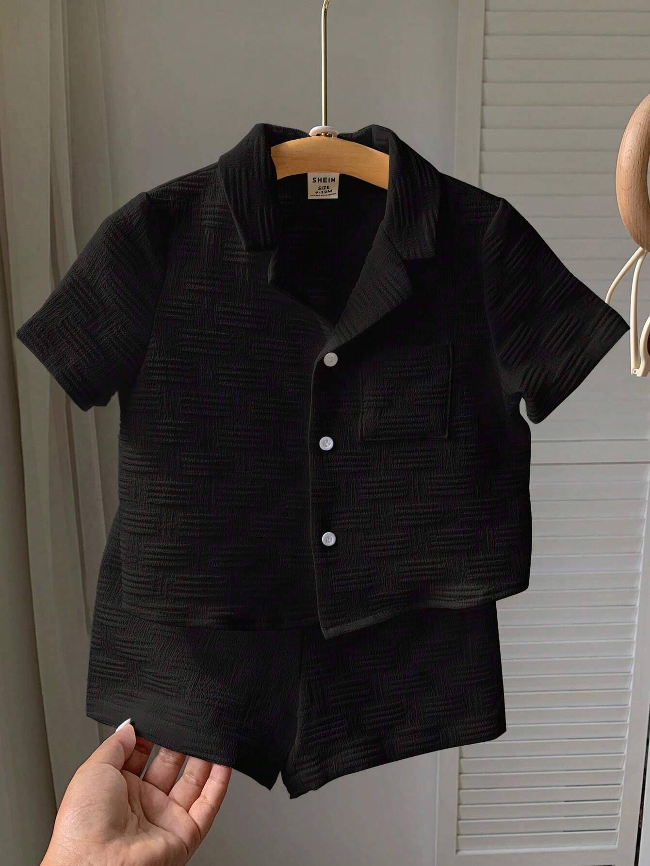 PEELOO Pack of 1 Unisex Cotton Blend Shirt & Shorts Set ( Black ) PEELOO Pack of 1 Unisex Cotton Blend Shirt & Shorts Set ( Black )