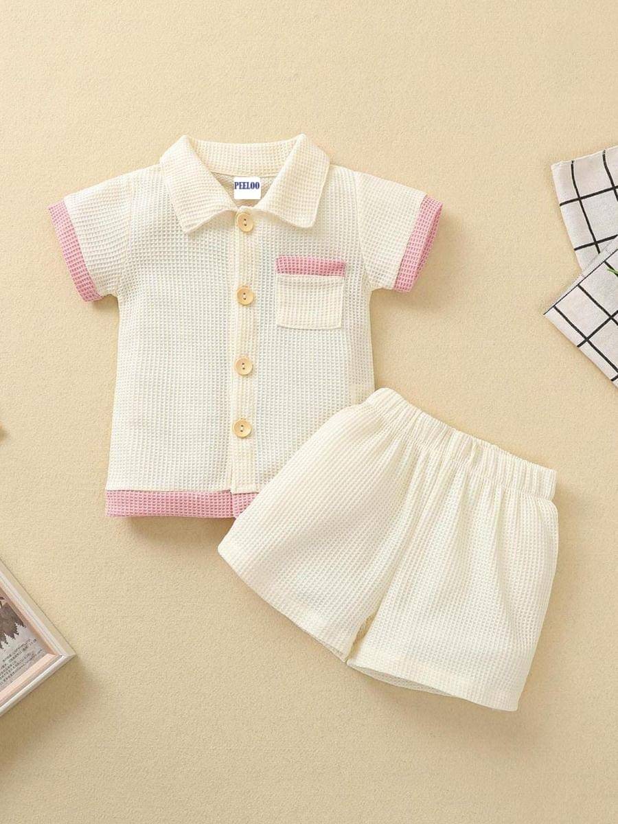 PEELOO Pack of 1 Unisex Cotton Blend Shirt & Shorts Set ( Pink ) PEELOO Pack of 1 Unisex Cotton Blend Shirt & Shorts Set ( Pink )