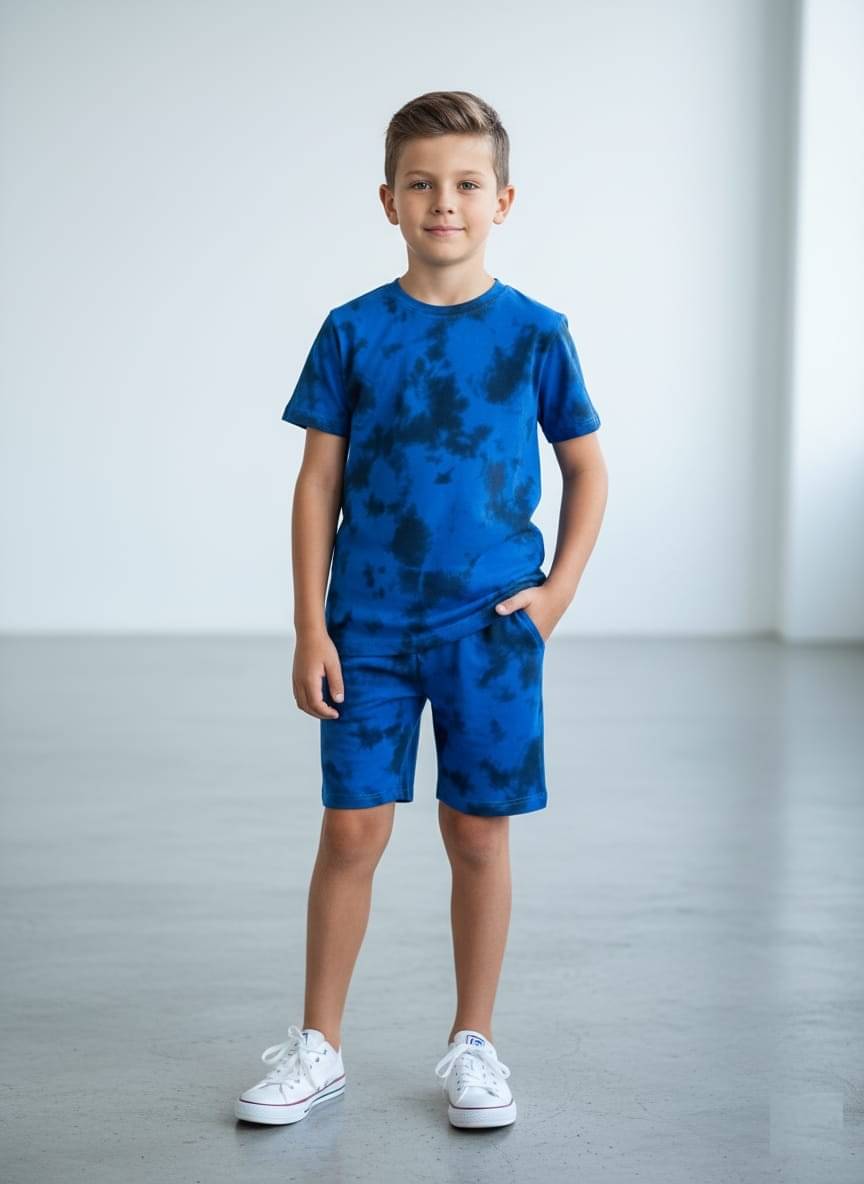 Pink Angel Pack of 2 Unisex Cotton Blend T-Shirt & Shorts Set ( Blue ) Pink Angel Pack of 2 Unisex Cotton Blend T-Shirt & Shorts Set ( Blue )