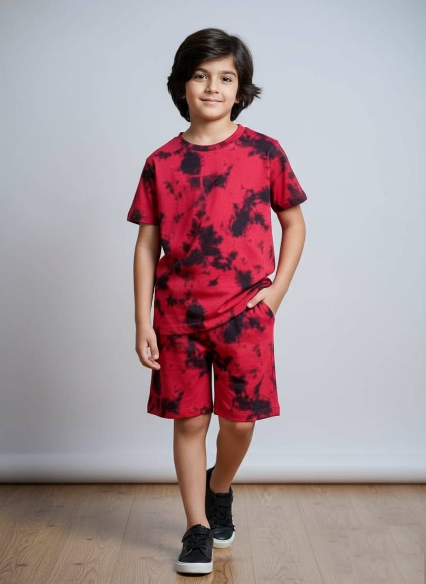 Pink Angel Pack of 2 Unisex Cotton Blend T-Shirt & Shorts Set ( Red ) Pink Angel Pack of 2 Unisex Cotton Blend T-Shirt & Shorts Set ( Red )