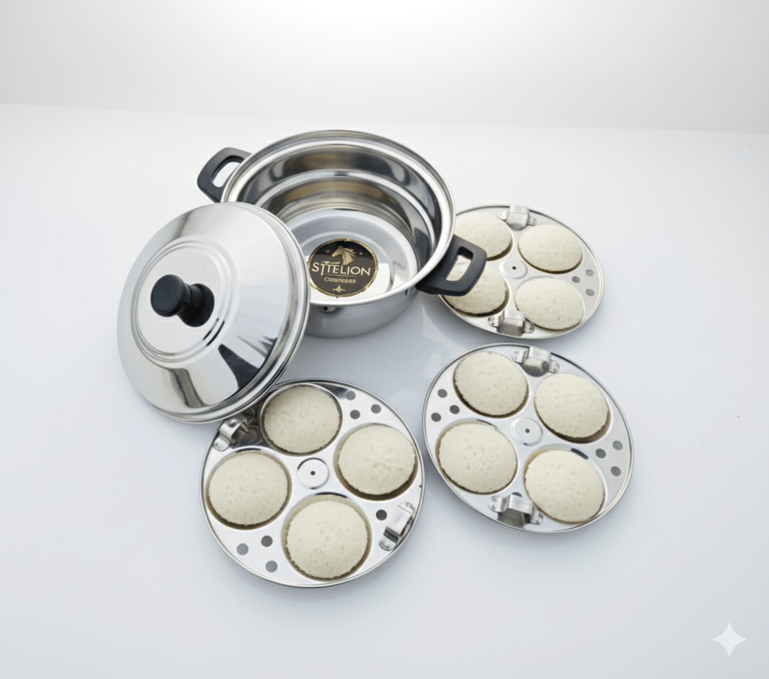 STTELION Royal pot 12 idli Non Coated Stainless Steel Idli Cooker STTELION Royal pot 12 idli Non Coated Stainless Steel Idli Cooker