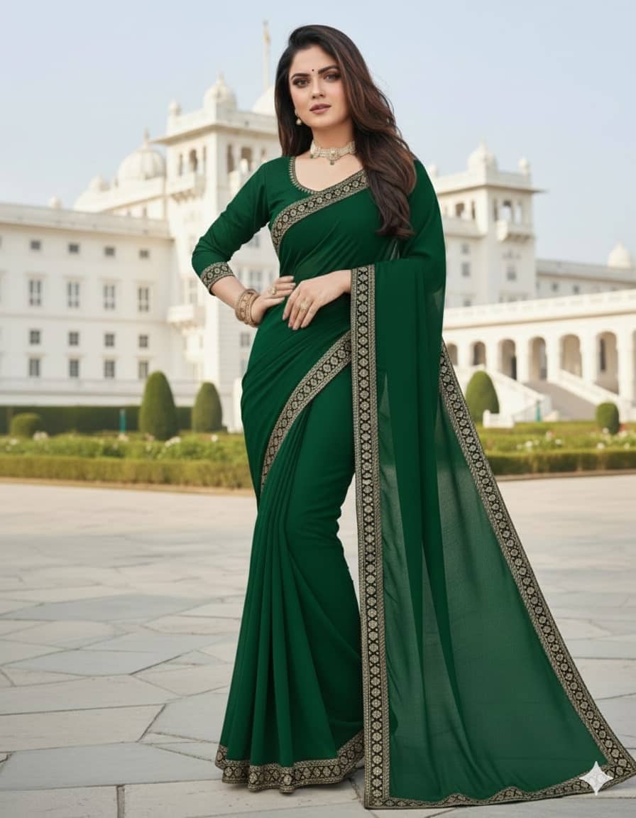 Samai Lycra Printed Regular Saree With Unstitched Blouse Piece ( Dark Grey ) - Sarees | Buy online on ZillyBuy