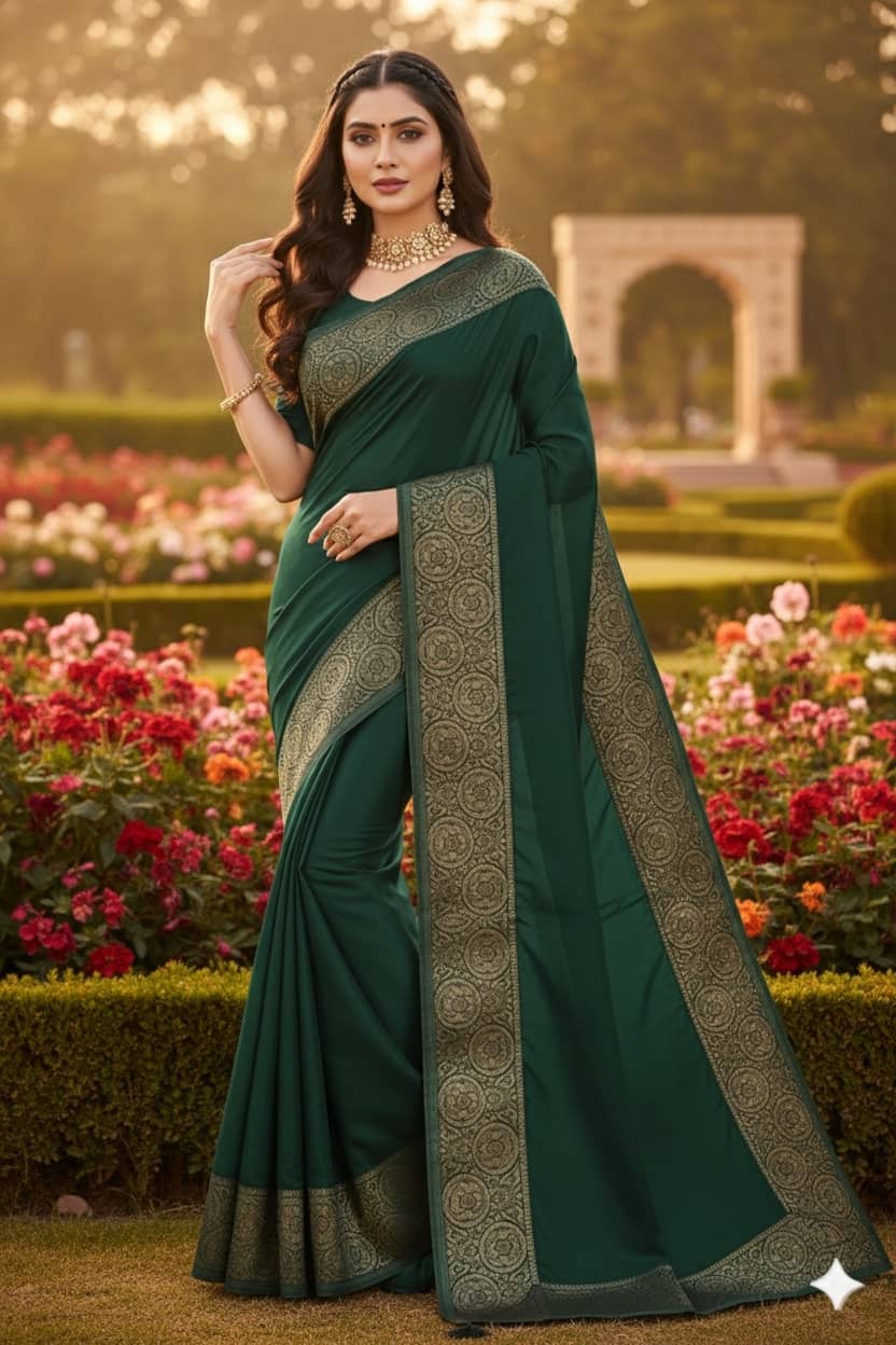 Vkaran Georgette Printed Regular Saree With Unstitched Blouse Piece ( Black ) - Sarees | Buy online on ZillyBuy