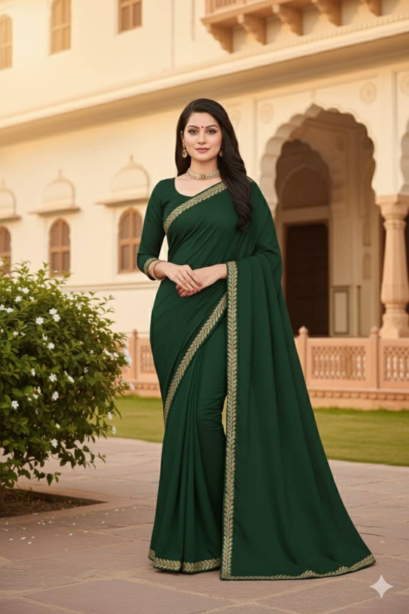 Vkaran Lycra Printed Regular Saree With Unstitched Blouse Piece ( LightBLue ) - Sarees | Buy online on ZillyBuy