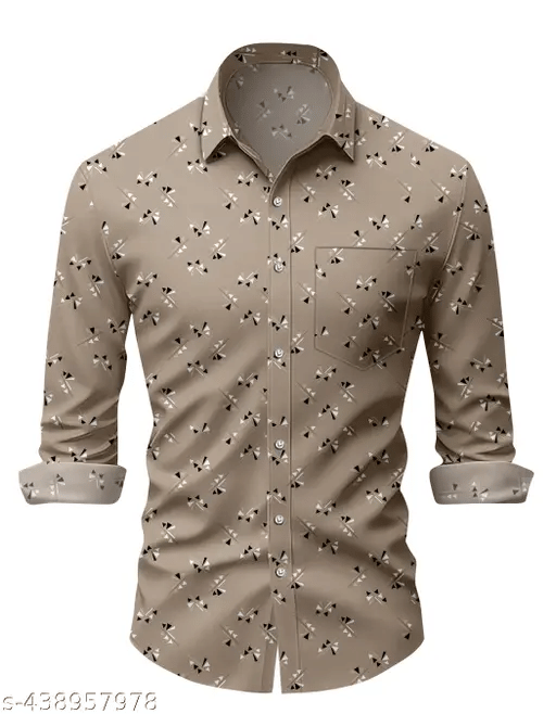     			Vrutalaya 100% Cotton Regular Fit Printed Full Sleeves Men's Casual Shirt - Brown ( Pack of 1 )