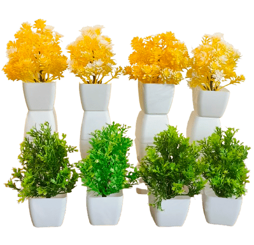     			artificial flowers with small pot pack 08