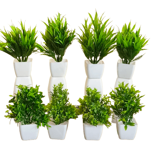     			green artificial flowers  pack 8  grass lite and small