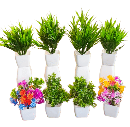     			greenmix artificial flowers 8 pcs small and lite with pot