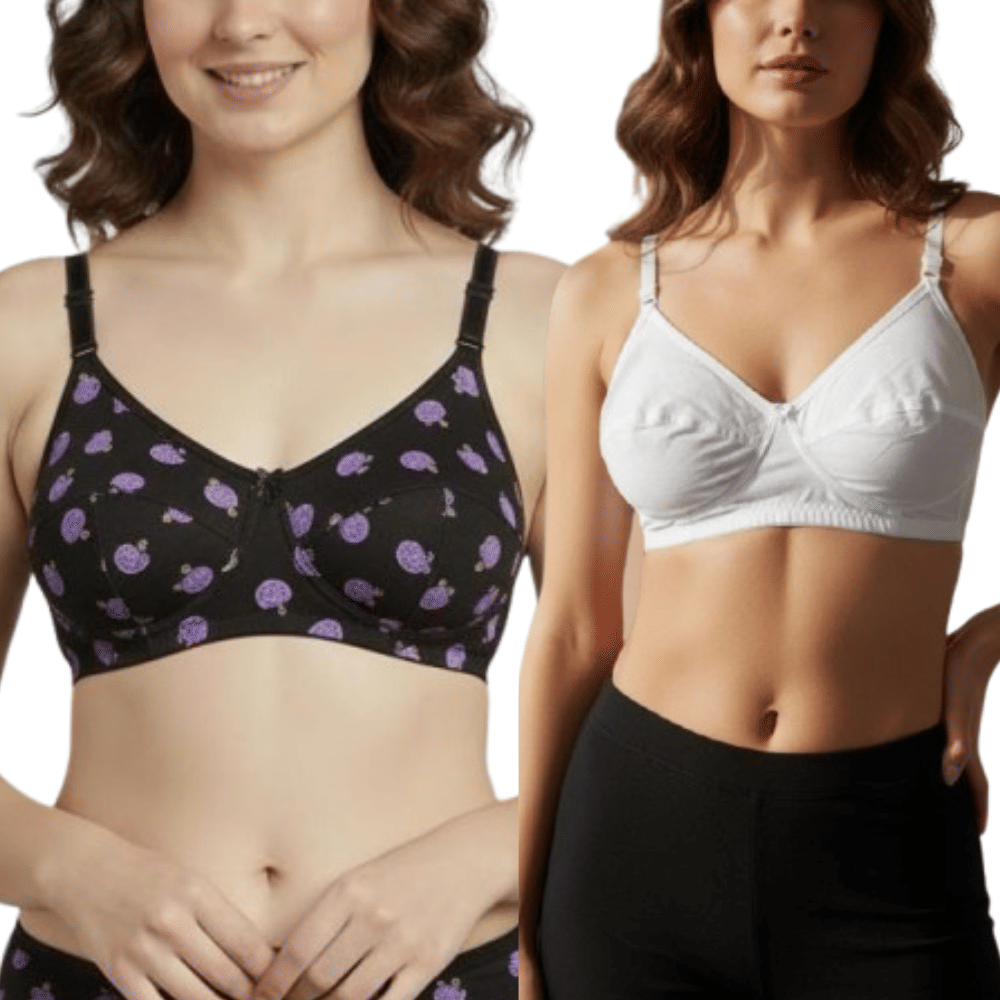 love girl Pack of 2 Cotton Blend Non Padded Everyday Bra For Women ( Multicolor )