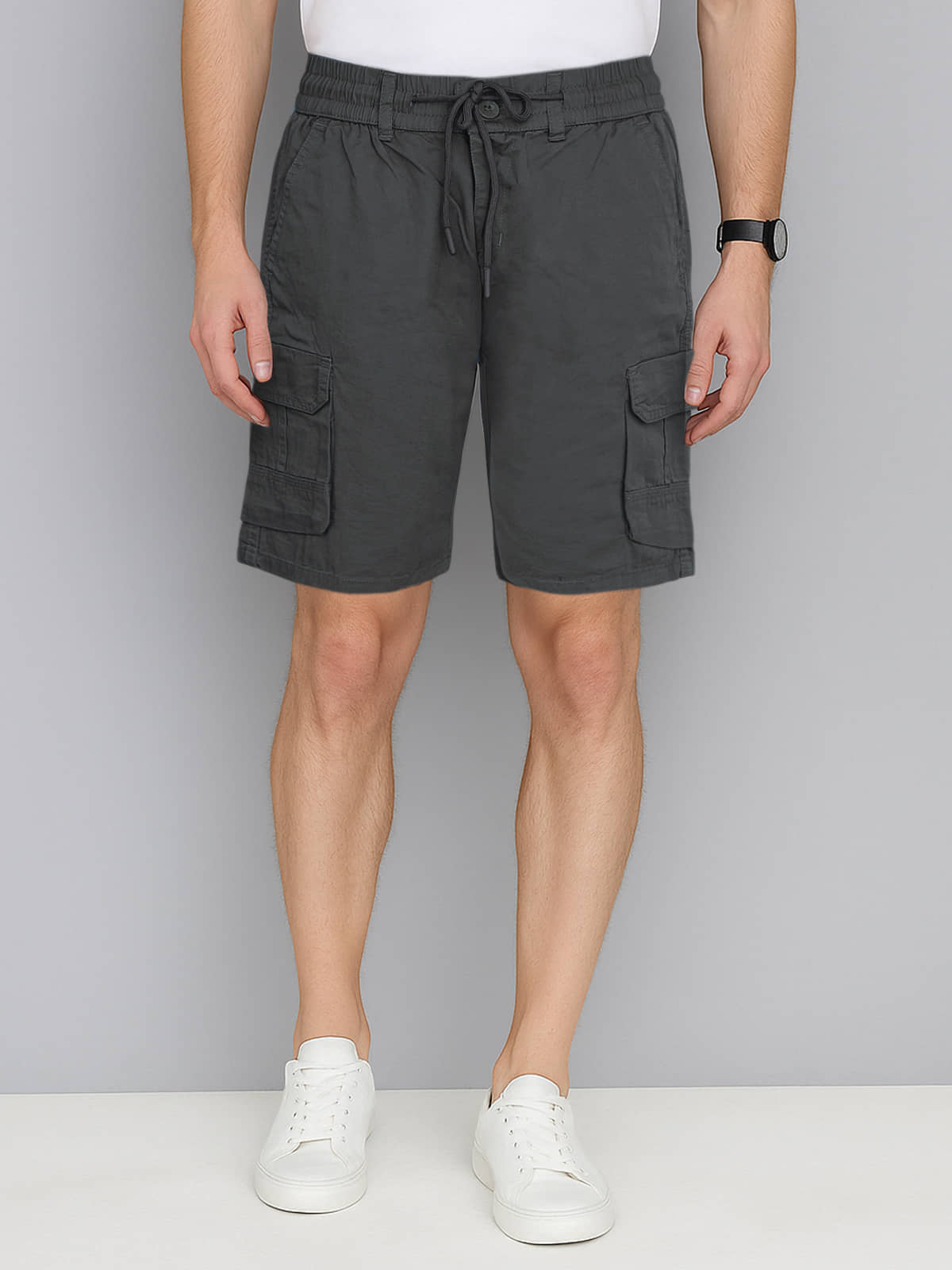 plounge Dark Grey Cotton Blend Men's Shorts ( Pack of 1 ) - Shorts | Buy online on ZillyBuy