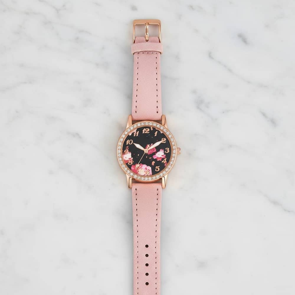Cosmic Pink Leather Analog Womens Watch