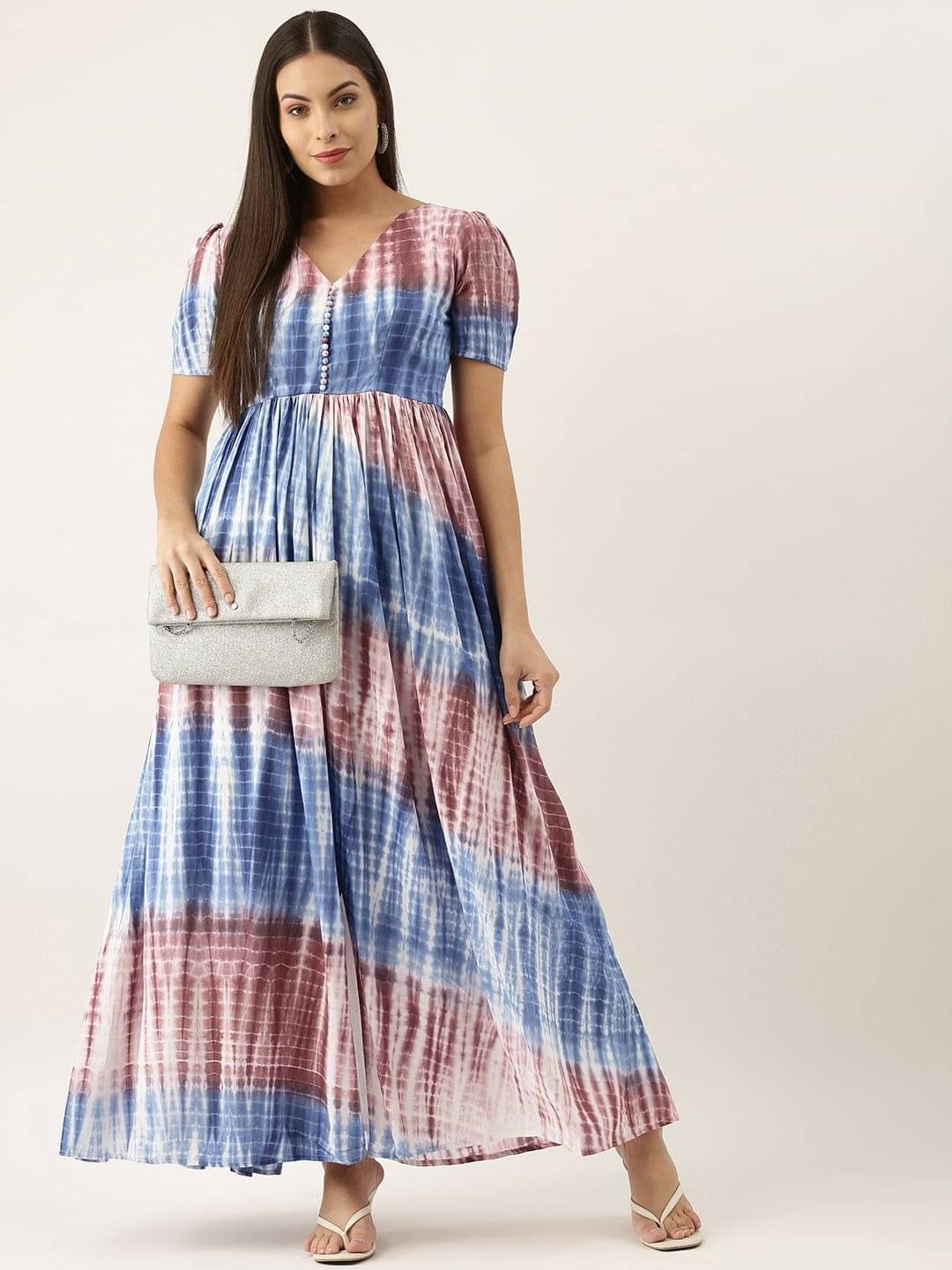 Ethnovog Women Silk Printed Ethnic Dress ( Multicolor ) Ethnovog Women Silk Printed Ethnic Dress ( Multicolor )