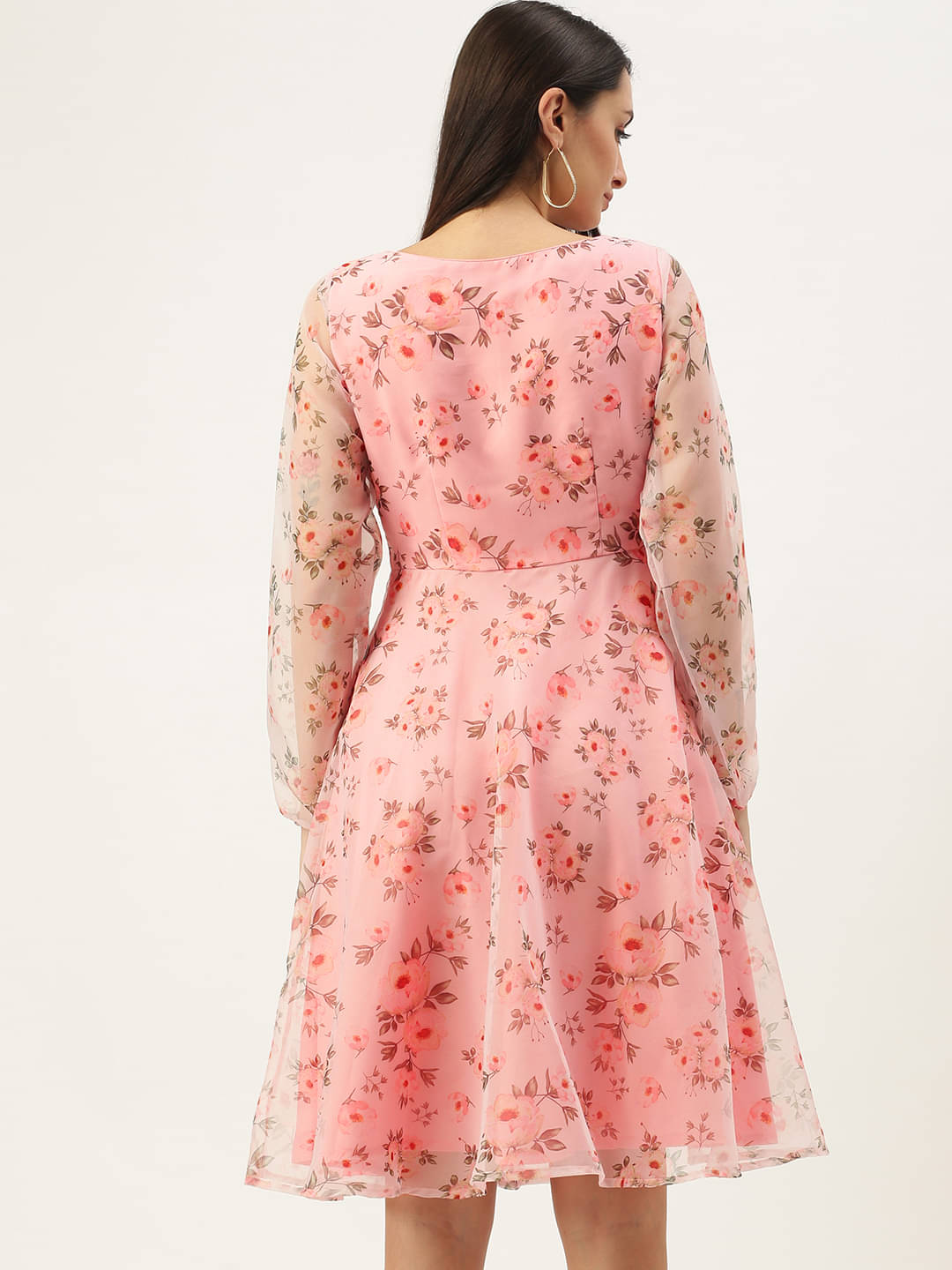 Ethnovog Women Silk Printed Ethnic Dress ( Pink ) Ethnovog Women Silk Printed Ethnic Dress ( Pink )