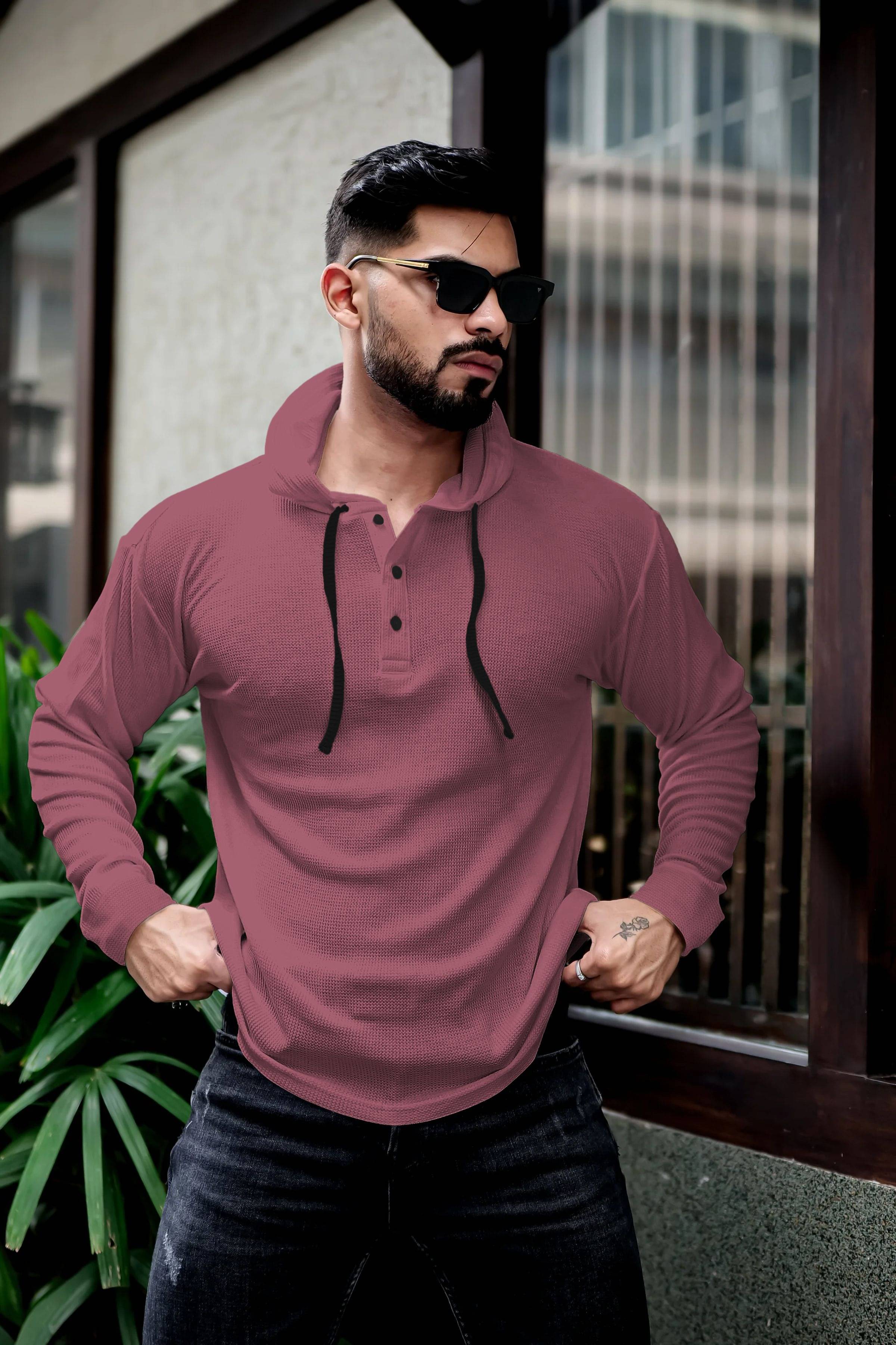     			Hoodler Men Cotton Blend Regular Fit Solid T-Shirt ( Pink )