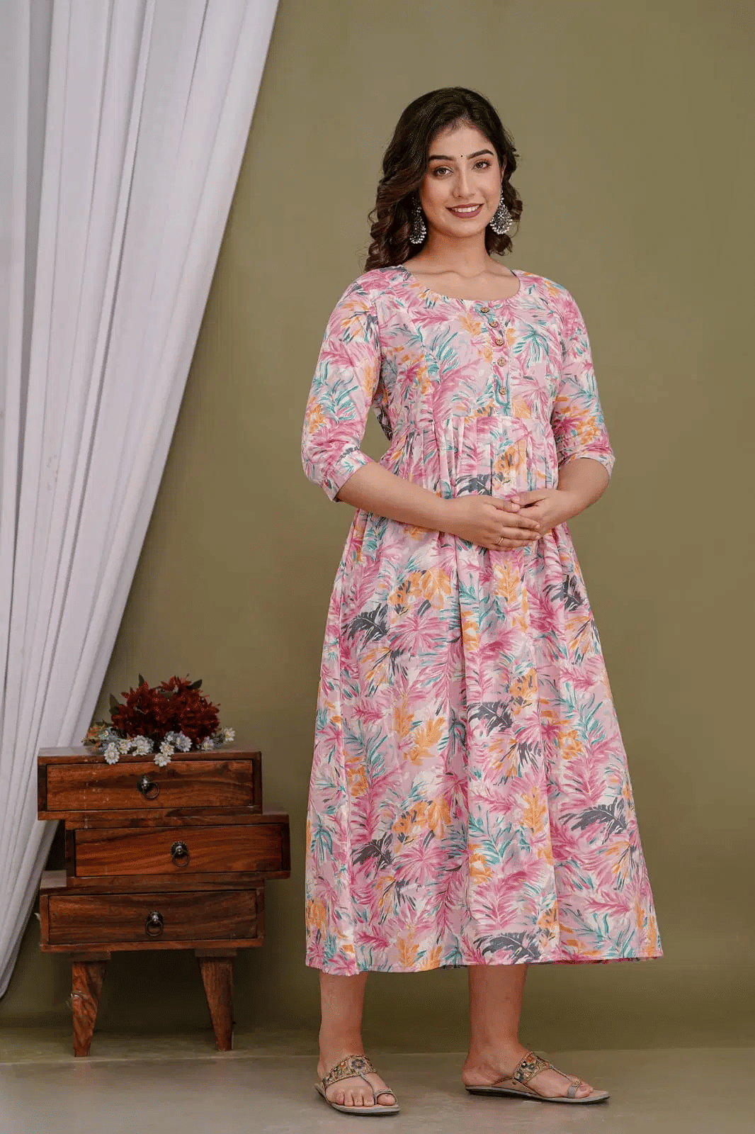 Indie fashion textile Women Cotton Blend Printed A-line Dress ( Multi Color ) Indie fashion textile Women Cotton Blend Printed A-line Dress ( Multi Color )