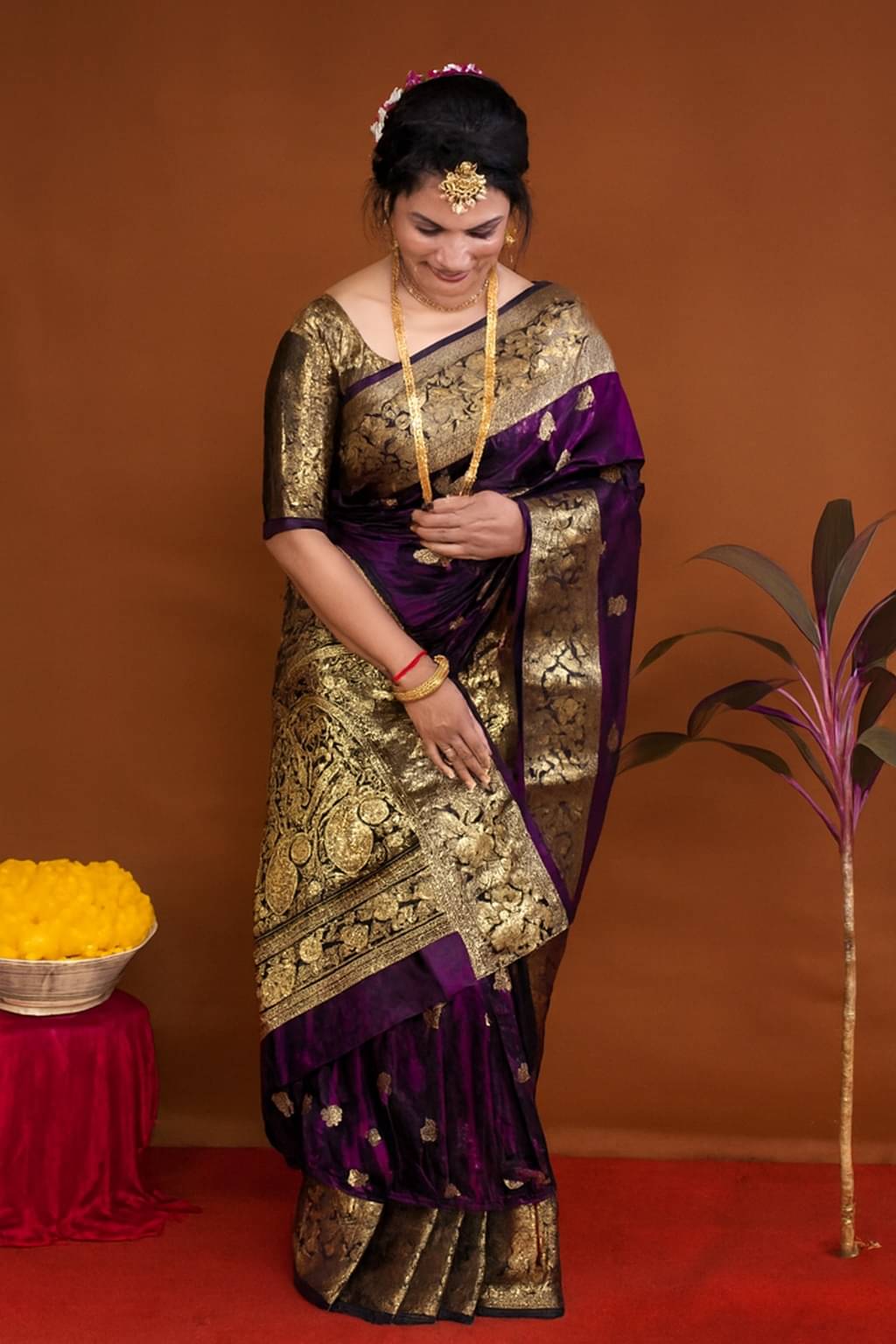 KH F Cotton Blend Woven Banarasi saree With Unstitched Blouse Piece ( Purple ) KH F Cotton Blend Woven Banarasi saree With Unstitched Blouse Piece ( Purple )