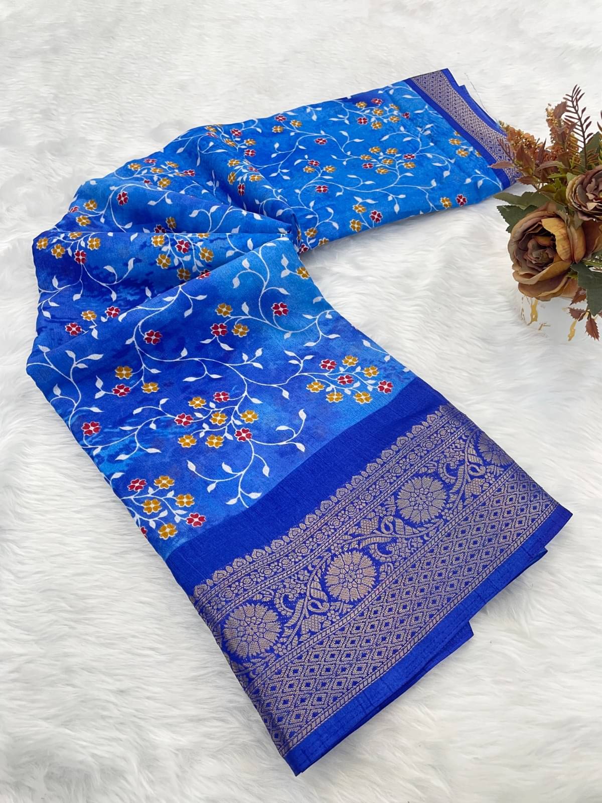 KV Fashion Art Silk Printed Regular Saree With Unstitched Blouse Piece ( Blue ) KV Fashion Art Silk Printed Regular Saree With Unstitched Blouse Piece ( Blue )