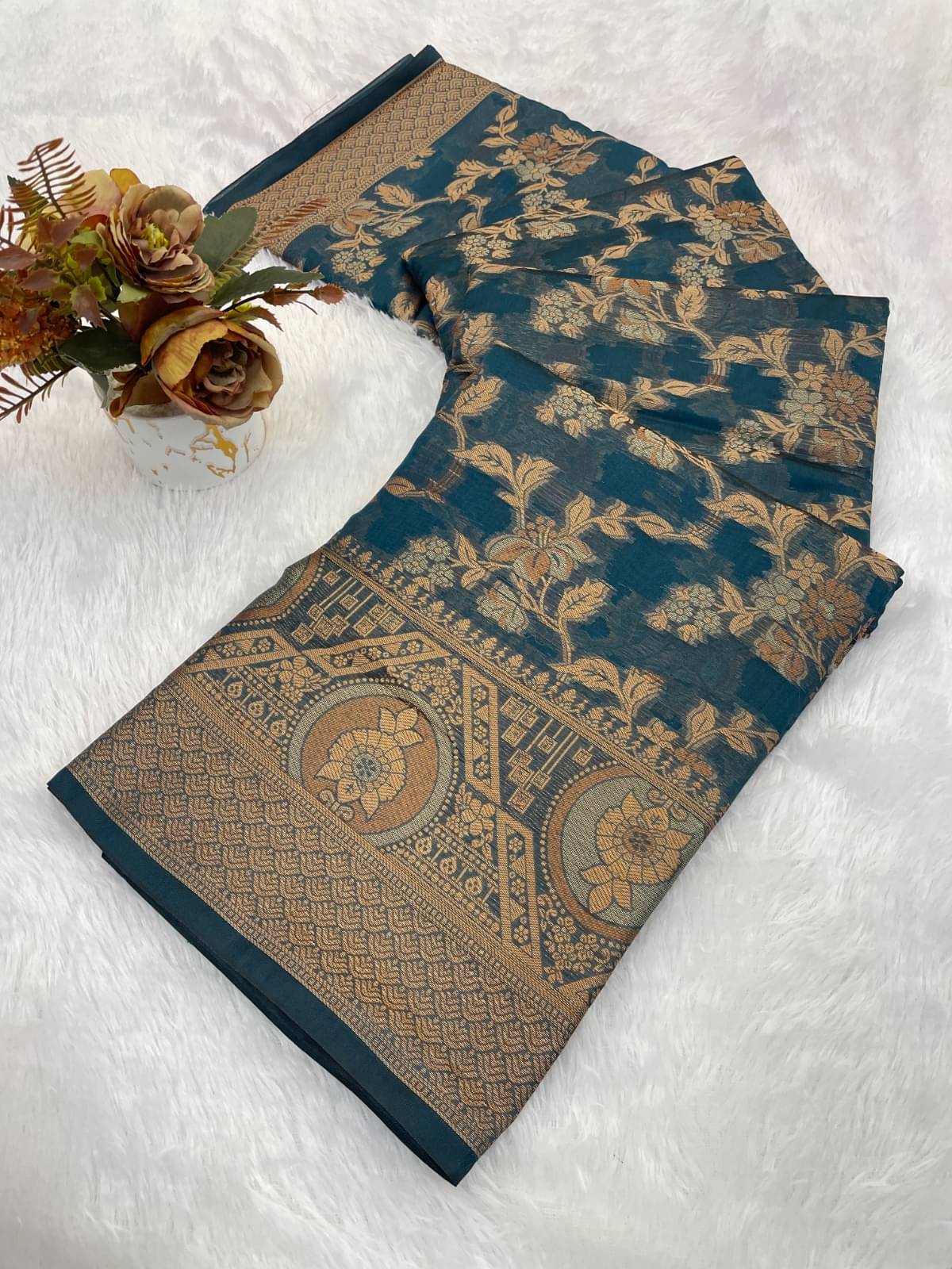 KV Fashion Organza Printed Regular Saree With Unstitched Blouse Piece ( Teal ) KV Fashion Organza Printed Regular Saree With Unstitched Blouse Piece ( Teal )